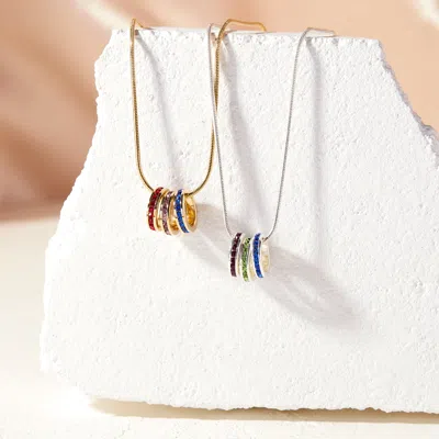 Evesaddiction Stackable Cz Birthstone Eternity Charm Pendant In Multi