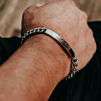 Evesaddiction Mens Curb Link Stainless Steel Id Bracelet In Silver