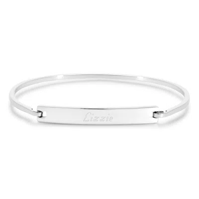 Evesaddiction Ladies Simple Thin Bangle Id Bracelet In Silver