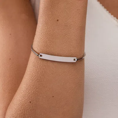 Evesaddiction Ladies Simple Thin Bangle Id Bracelet In Silver