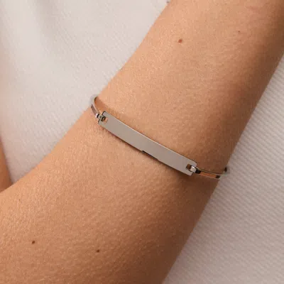 Evesaddiction Ladies Simple Thin Bangle Id Bracelet In Silver