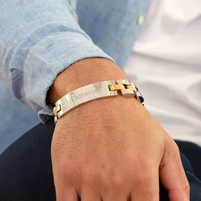 Evesaddiction Men's Two Tone Watch Link Id Bracelet In Metallic