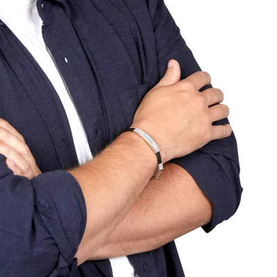 Evesaddiction Engravable Id Bracelet With Braided Band In Black