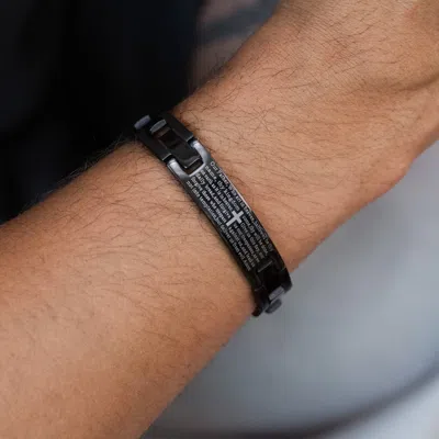 Evesaddiction Engravable Black Lord's Prayer Bracelet In Black