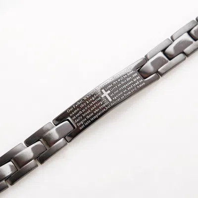 Evesaddiction Engravable Black Lord's Prayer Bracelet In Black