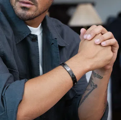 Evesaddiction Engravable Black Lord's Prayer Bracelet In Black