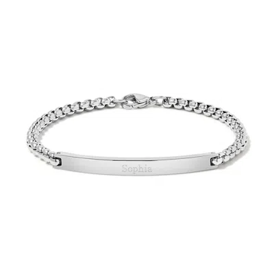 Evesaddiction Round Box Link Id Bracelet In Metallic