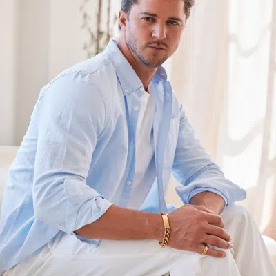 Evesaddiction Men's Gold Id Bracelet With Curb Link In Metallic