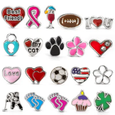 Evesaddiction Floating Locket Color Enamel Charms In Multi