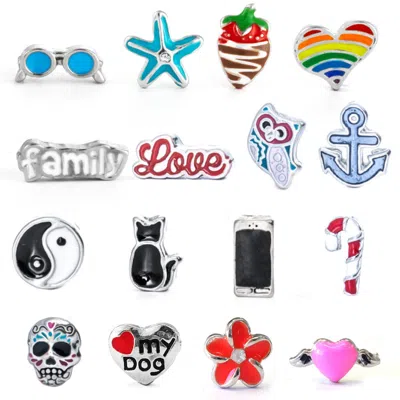 Evesaddiction Floating Locket Color Enamel Charms In Multi