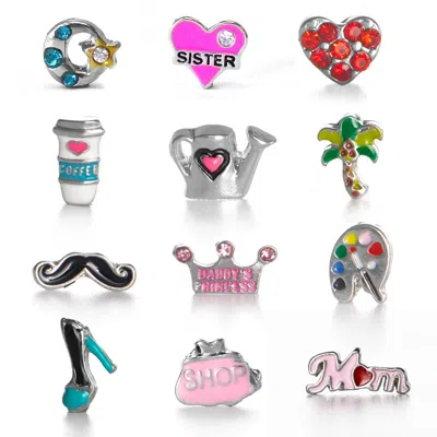 Evesaddiction Floating Locket Color Enamel Charms In Multi