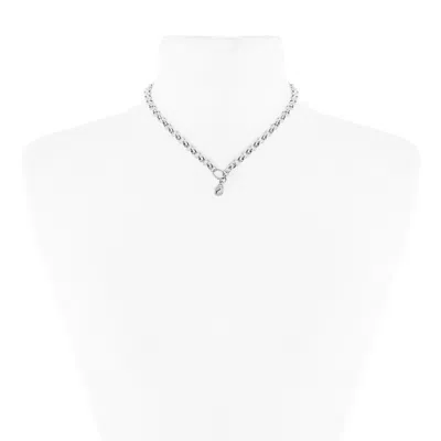 Evesaddiction 20" Rhodium Round Link Chain For Floating Lockets In Silver