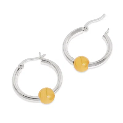Evesaddiction Sterling Silver Two Tone Hoop Earrings In Silver