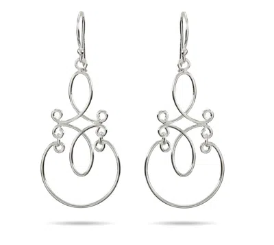 Evesaddiction Sterling Silver Scroll Design Dangle Earrings In Metallic
