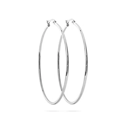 Evesaddiction Stainless Steel 2" Tube Style Hoop Earrings In Metallic
