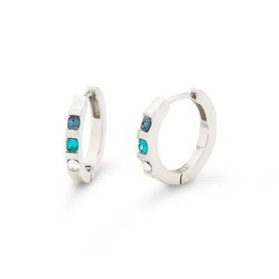 Evesaddiction Personalized Birthstone Huggie Earrings In Metallic