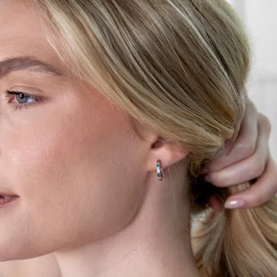 Evesaddiction Personalized Birthstone Huggie Earrings In Metallic