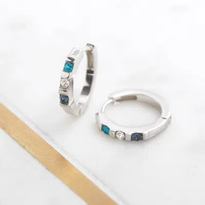 Evesaddiction Personalized Birthstone Huggie Earrings In Metallic