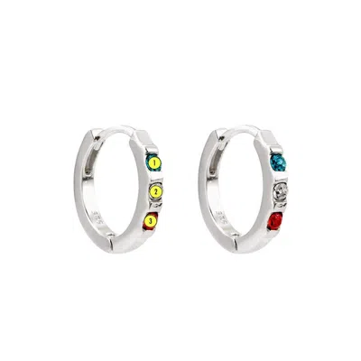 Evesaddiction Personalized Birthstone Huggie Earrings In Metallic