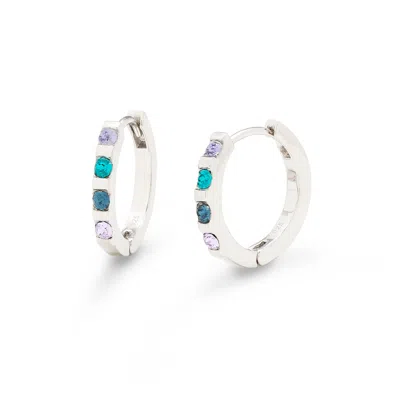 Evesaddiction Personalized Birthstone Huggie Earrings - 4 In Silver