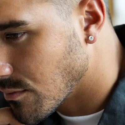 Evesaddiction 14k Gold Filled Round Diamond Cz 6mm Stud Earrings In White