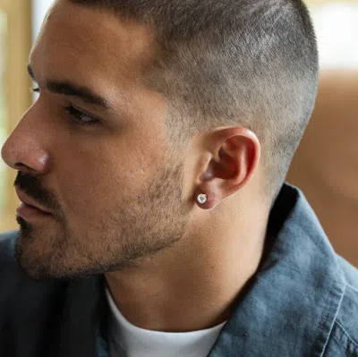 Evesaddiction 14k Gold Filled Round Diamond Cz 6mm Stud Earrings In White