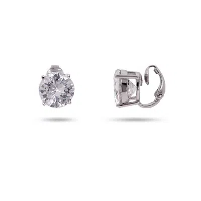 Evesaddiction Stunning 5 Carat Cz Clip-on Earrings In Silver