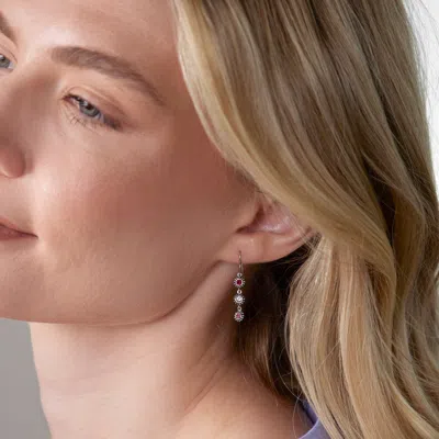 Evesaddiction 3 Stone Custom Birthstone Sterling Silver Dangle Earrings In Silver