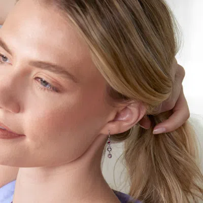 Evesaddiction 3 Stone Custom Birthstone Sterling Silver Dangle Earrings In Silver