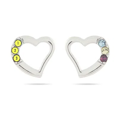 Evesaddiction 3 Stone Sterling Silver Austrian Crystal Birthstone Stud Earrings In Silver