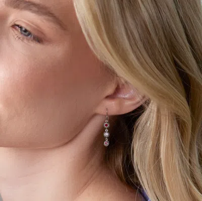 Evesaddiction 2 Stone Custom Birthstone Sterling Silver Dangle Earrings In Blue