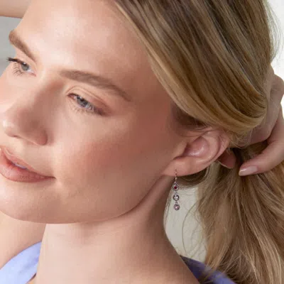 Evesaddiction 2 Stone Custom Birthstone Sterling Silver Dangle Earrings In Blue