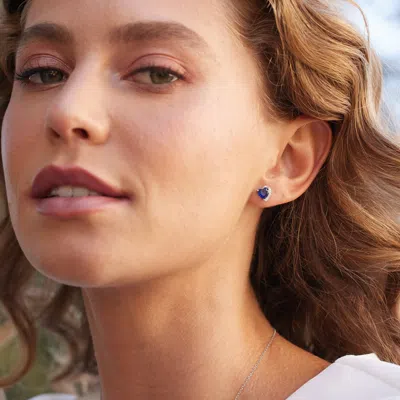 Evesaddiction Custom Heart Birthstone Cz Half Halo Earrings In Red