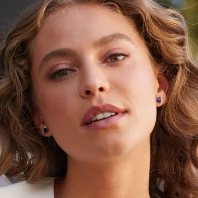 Evesaddiction Custom Heart Birthstone Cz Half Halo Earrings In Red