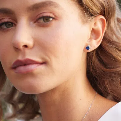 Evesaddiction Custom Heart Birthstone Cz Half Halo Earrings In Red