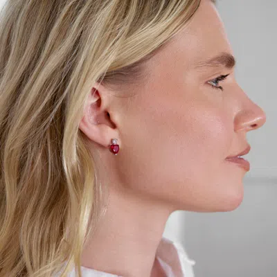 Evesaddiction Custom Heart Birthstone Cz Stud Dangle Earrings In Purple