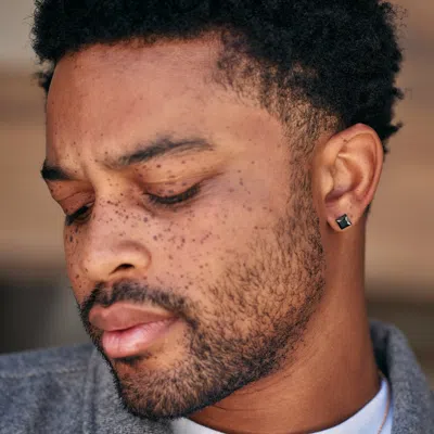 Evesaddiction Men's 6mm Square Black Cz Stud Earrings In Black