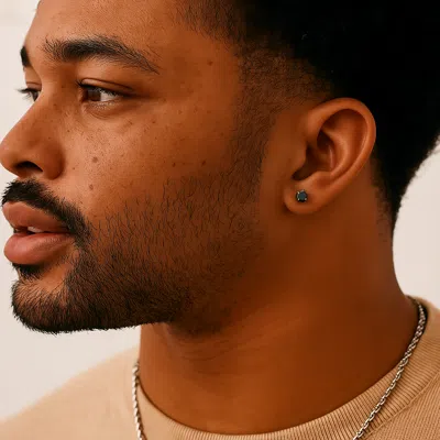 Evesaddiction Men's 6mm Round Black Cz Stud Earrings In Black