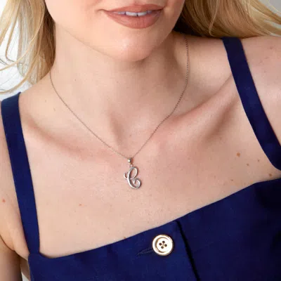 Evesaddiction Sterling Silver Script Initial Pendant In Metallic