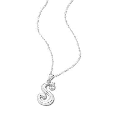 Evesaddiction Sterling Silver Script Initial Pendant In Metallic