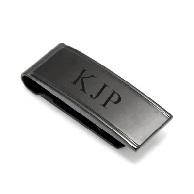 Evesaddiction Chisel Engravable Brushed Black Money Clip In Gray