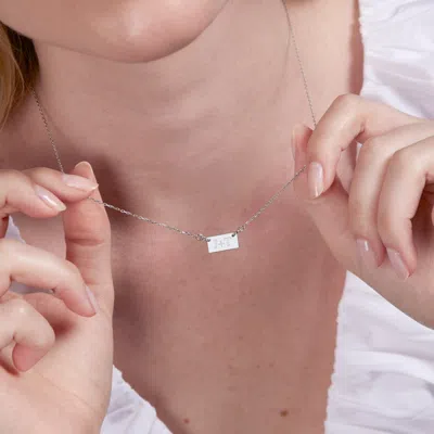 Evesaddiction Couples Initial Plaque Bar Silver Necklace In Silver