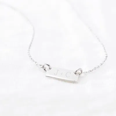 Evesaddiction Couples Initial Plaque Bar Silver Necklace In Silver