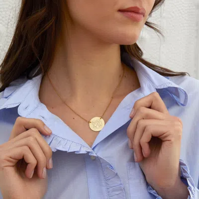 Evesaddiction Engravable Gold Disc Necklace In Gold