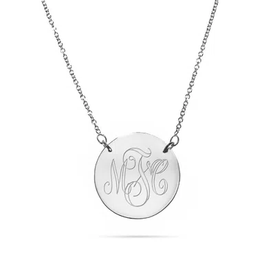 Evesaddiction Engravable Sterling Silver Disc Necklace In Silver