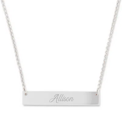Evesaddiction 14k White Gold Bar Nameplate Necklace In Silver