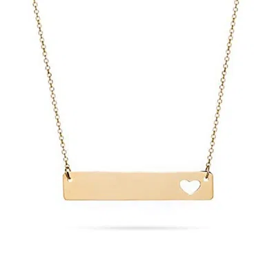 Evesaddiction 14k Gold Bar Nameplate Necklace With Heart Cut Out In Gold