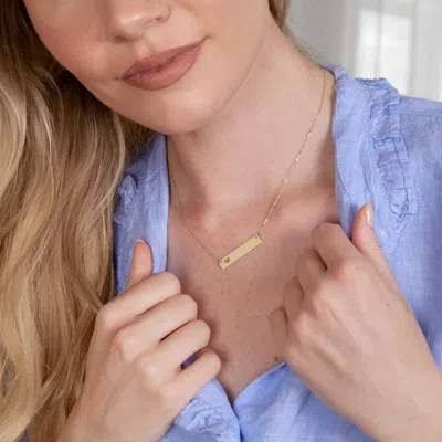 Evesaddiction 14k Gold Bar Nameplate Necklace With Heart Cut Out In Gold
