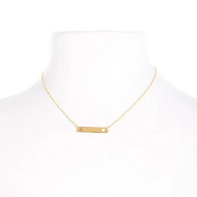 Evesaddiction 14k Gold Bar Nameplate Necklace With Heart Cut Out In Gold