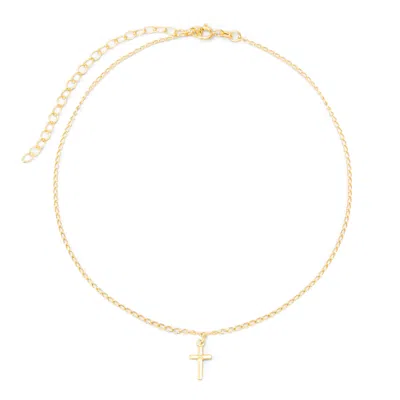 Evesaddiction Petite Cross Gold Choker Necklace In Gold